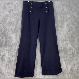 UEC EXPRESS Navy Blue Wide-Leg Pants with SAILOR NAUTICAL Button Detail Sz 10